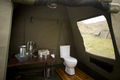 Each en suite bathroom on this camping safari to Botswana is fitted with a flush toilet