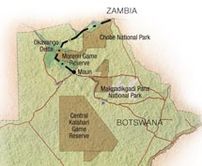 Map of Botswana Wilderness Safari