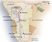 Map of Classic Namibia Experience