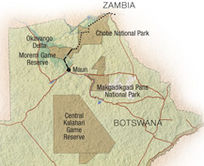 Map of Okavango & Chobe Wildlife Adventure